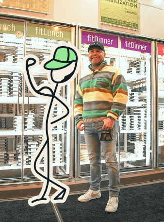 Mario and MFF Stickman in Front of Cooler
